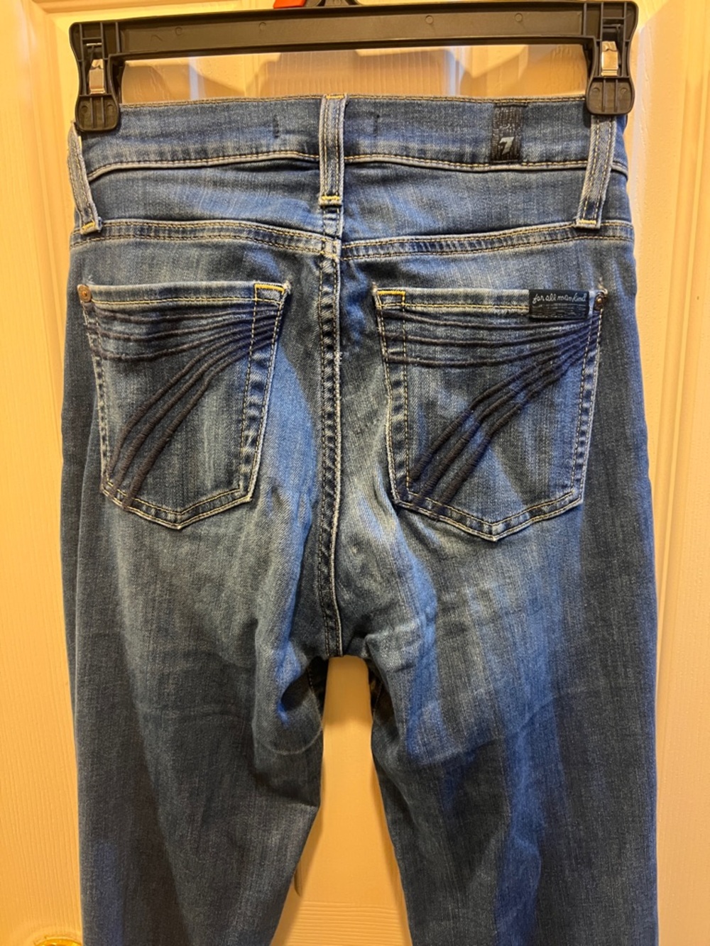7 For All Mankind Blue Washed Back-Pocket Jeans DOJO
